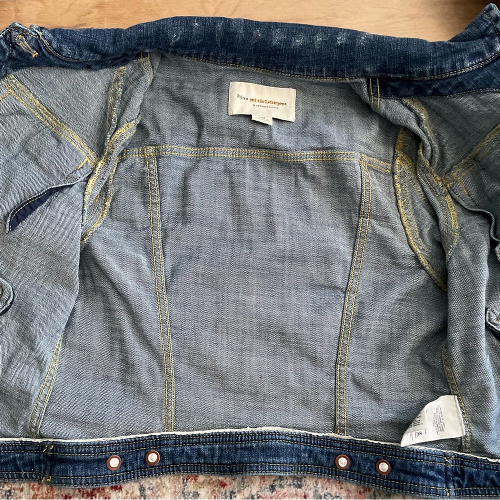 ANTHROPOLOGIE PILCRO and the LETTERPRESS Dark Blue Jean Jacket - Picture 3 of 7